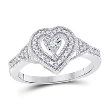 Load image into Gallery viewer, Sterling Silver Round Diamond Heart Ring 1/8 Cttw - Splendid Jewellery