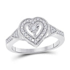 Sterling Silver Round Diamond Heart Ring 1/8 Cttw - Splendid Jewellery