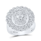 Sterling Silver Round Diamond Lion Face In Cubain Circle Mens Ring 3/4 Cttw - Splendid Jewellery