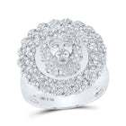 Sterling Silver Round Diamond Lion Face In Cubain Circle Mens Ring 3/4 Cttw - Splendid Jewellery
