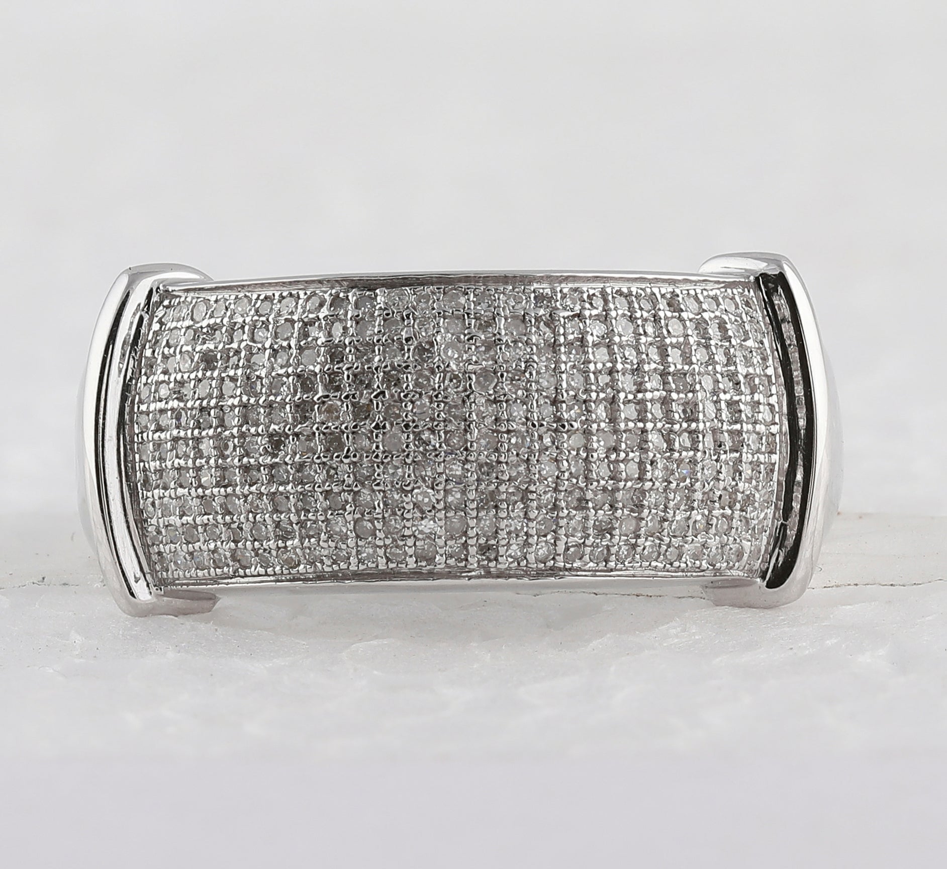 Sterling Silver Round Diamond Mens Band Ring 1/2 Cttw - Splendid Jewellery