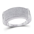 Sterling Silver Round Diamond Mens Band Ring 1/2 Cttw - Splendid Jewellery