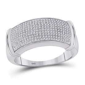 Sterling Silver Round Diamond Mens Band Ring 1/2 Cttw - Splendid Jewellery