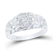 Load image into Gallery viewer, Sterling Silver Round Diamond Mens Cluster Nugget Ring 1/20 Cttw - Splendid Jewellery