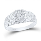 Sterling Silver Round Diamond Mens Cluster Nugget Ring 1/20 Cttw - Splendid Jewellery