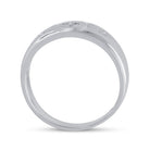Sterling Silver Round Diamond Men's Cross Wedding Band Ring 1/20 Cttw - Splendid Jewellery