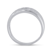 Load image into Gallery viewer, Sterling Silver Round Diamond Men's Cross Wedding Band Ring 1/20 Cttw - Splendid Jewellery