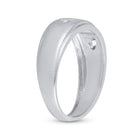Sterling Silver Round Diamond Men's Cross Wedding Band Ring 1/20 Cttw - Splendid Jewellery