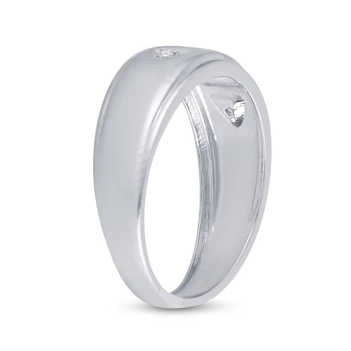 Sterling Silver Round Diamond Men's Cross Wedding Band Ring 1/20 Cttw - Splendid Jewellery