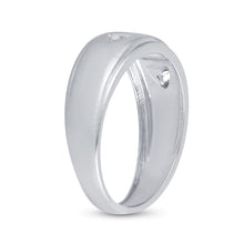 Load image into Gallery viewer, Sterling Silver Round Diamond Men's Cross Wedding Band Ring 1/20 Cttw - Splendid Jewellery