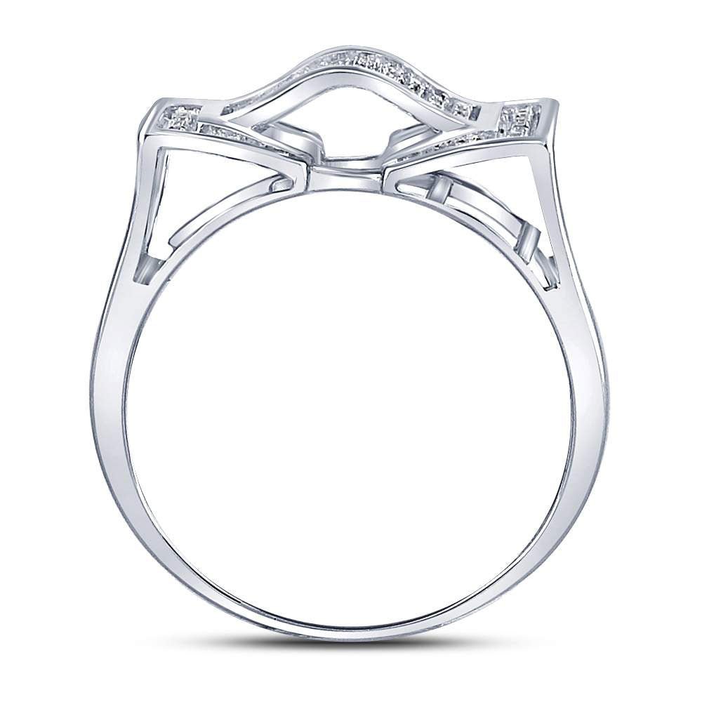 Sterling Silver Round Diamond Mens Domed Rectangle Cluster Ring 1/8 Cttw - Splendid Jewellery