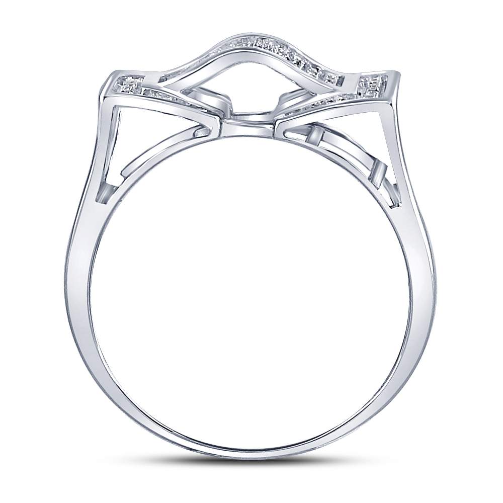 Sterling Silver Round Diamond Mens Domed Rectangle Cluster Ring 1/8 Cttw - Splendid Jewellery