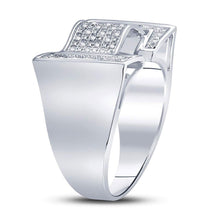 Load image into Gallery viewer, Sterling Silver Round Diamond Mens Domed Rectangle Cluster Ring 1/8 Cttw - Splendid Jewellery