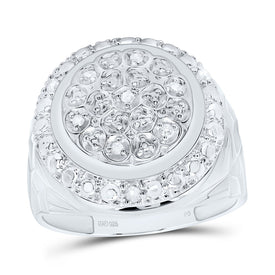 Sterling Silver Round Diamond Mens Fashion Ring 1/10 Cttw - Splendid Jewellery