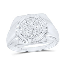 Load image into Gallery viewer, Sterling Silver Round Diamond Mens Flower Cluster Illusion - Set Ring 1/10 Cttw - Splendid Jewellery