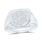 Sterling Silver Round Diamond Mens Flower Cluster Illusion - Set Ring 1/10 Cttw - Splendid Jewellery