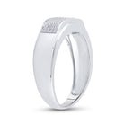 Sterling Silver Round Diamond Men's Micropave Flat Wedding Anniversary Band Ring 1/5 Cttw - Splendid Jewellery