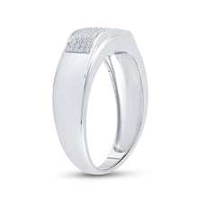 Load image into Gallery viewer, Sterling Silver Round Diamond Men's Micropave Flat Wedding Anniversary Band Ring 1/5 Cttw - Splendid Jewellery
