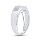 Sterling Silver Round Diamond Men's Micropave Flat Wedding Anniversary Band Ring 1/5 Cttw - Splendid Jewellery