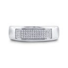 Sterling Silver Round Diamond Men's Micropave Flat Wedding Anniversary Band Ring 1/5 Cttw - Splendid Jewellery