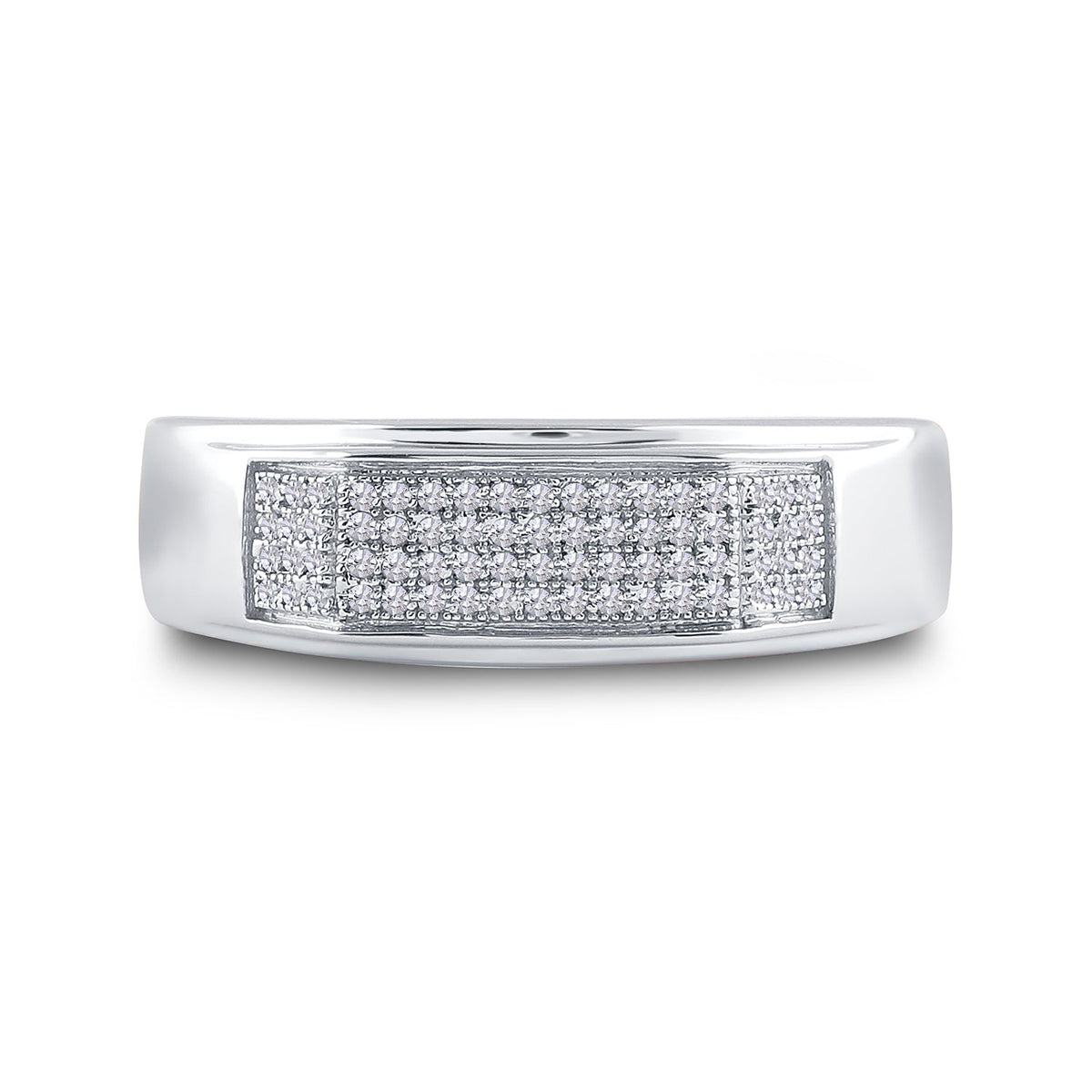 Sterling Silver Round Diamond Men's Micropave Flat Wedding Anniversary Band Ring 1/5 Cttw - Splendid Jewellery