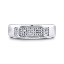 Load image into Gallery viewer, Sterling Silver Round Diamond Men's Micropave Flat Wedding Anniversary Band Ring 1/5 Cttw - Splendid Jewellery