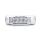 Sterling Silver Round Diamond Men's Micropave Flat Wedding Anniversary Band Ring 1/5 Cttw - Splendid Jewellery