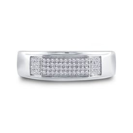 Sterling Silver Round Diamond Men's Micropave Flat Wedding Anniversary Band Ring 1/5 Cttw - Splendid Jewellery