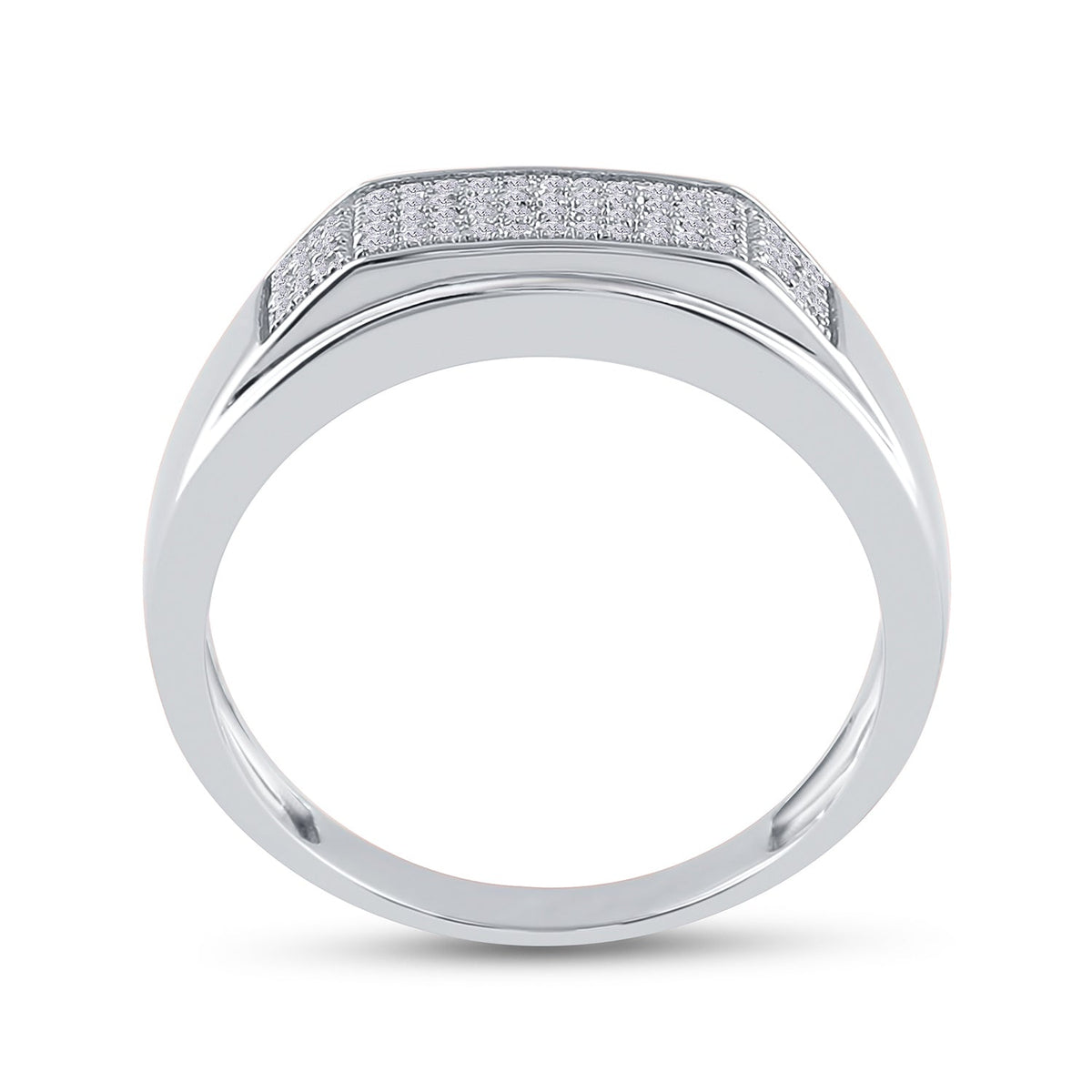 Sterling Silver Round Diamond Men's Micropave Flat Wedding Anniversary Band Ring 1/5 Cttw - Splendid Jewellery