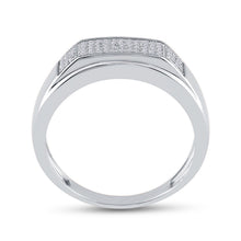 Load image into Gallery viewer, Sterling Silver Round Diamond Men's Micropave Flat Wedding Anniversary Band Ring 1/5 Cttw - Splendid Jewellery