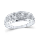 Sterling Silver Round Diamond Mens Pave Band Ring 1/4 Cttw - Splendid Jewellery