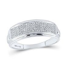 Load image into Gallery viewer, Sterling Silver Round Diamond Mens Pave Band Ring 1/4 Cttw - Splendid Jewellery