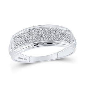Sterling Silver Round Diamond Mens Pave Band Ring 1/4 Cttw - Splendid Jewellery