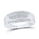 Sterling Silver Round Diamond Mens Pave - Set Elevated Band Ring 1/5 Cttw - Splendid Jewellery