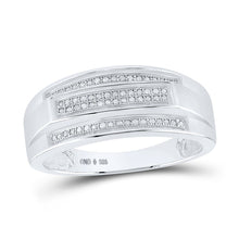 Load image into Gallery viewer, Sterling Silver Round Diamond Mens Pave - Set Elevated Band Ring 1/5 Cttw - Splendid Jewellery