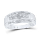 Sterling Silver Round Diamond Mens Pave - Set Elevated Band Ring 1/5 Cttw - Splendid Jewellery
