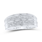 Sterling Silver Round Diamond Men's Pave Set Wedding Band Ring 1/4 Cttw - Splendid Jewellery