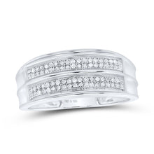 Load image into Gallery viewer, Sterling Silver Round Diamond Men's Pave Set Wedding Band Ring 1/4 Cttw - Splendid Jewellery