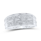 Sterling Silver Round Diamond Men's Pave Set Wedding Band Ring 1/4 Cttw - Splendid Jewellery