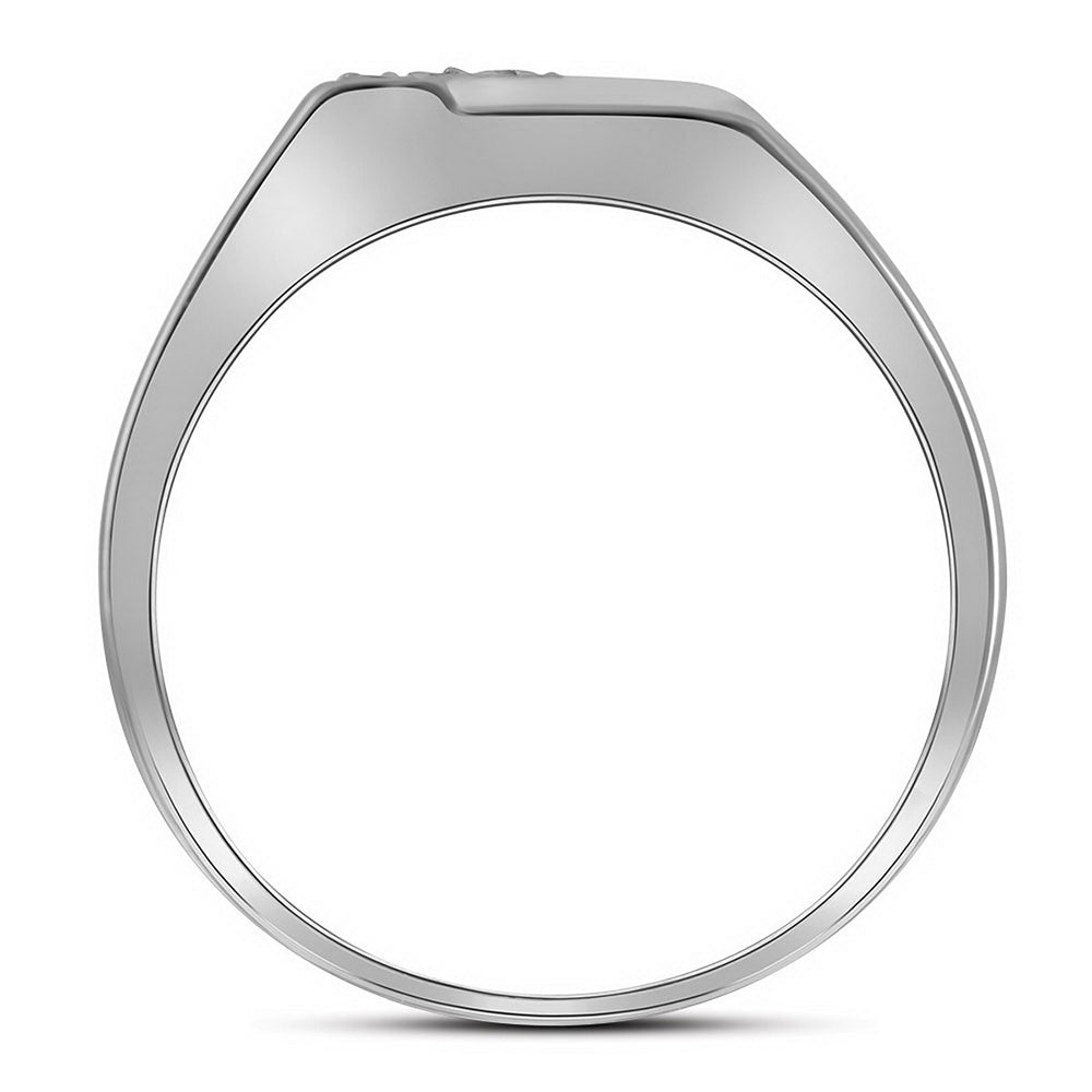 Sterling Silver Round Diamond Mens Prong - Set Diagonal Double Row Band Ring 1/10 Cttw - Splendid Jewellery
