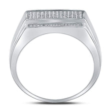 Load image into Gallery viewer, Sterling Silver Round Diamond Mens Rectangle Cluster Fashion Ring 1/3 Cttw - Splendid Jewellery