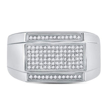 Load image into Gallery viewer, Sterling Silver Round Diamond Mens Rectangle Cluster Fashion Ring 1/3 Cttw - Splendid Jewellery