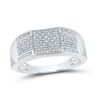 Sterling Silver Round Diamond Mens Square Cluster Ring 1/4 Cttw - Splendid Jewellery