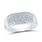 Sterling Silver Round Diamond Mens Square Cluster Ring 1/4 Cttw - Splendid Jewellery