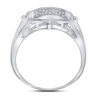 Sterling Silver Round Diamond Mens Square Cluster Ring 1/6 Cttw - Splendid Jewellery