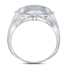 Load image into Gallery viewer, Sterling Silver Round Diamond Mens Square Cluster Ring 1/6 Cttw - Splendid Jewellery