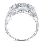Sterling Silver Round Diamond Mens Square Cluster Ring 1/6 Cttw - Splendid Jewellery