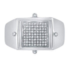 Sterling Silver Round Diamond Mens Square Cluster Ring 1/6 Cttw - Splendid Jewellery