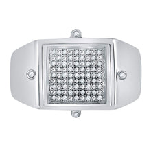 Load image into Gallery viewer, Sterling Silver Round Diamond Mens Square Cluster Ring 1/6 Cttw - Splendid Jewellery