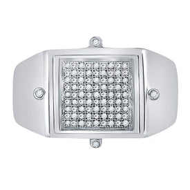 Sterling Silver Round Diamond Mens Square Cluster Ring 1/6 Cttw - Splendid Jewellery